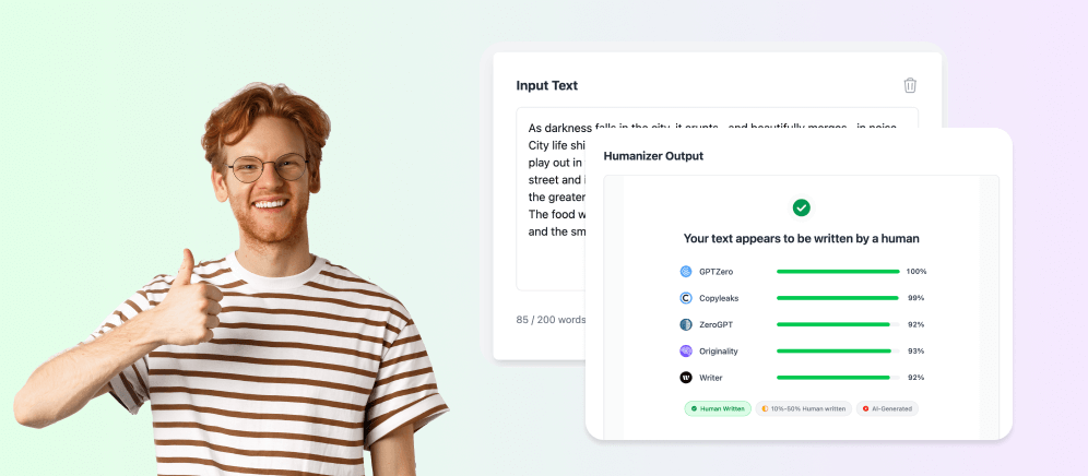 Writes AI Humanizer detector results
